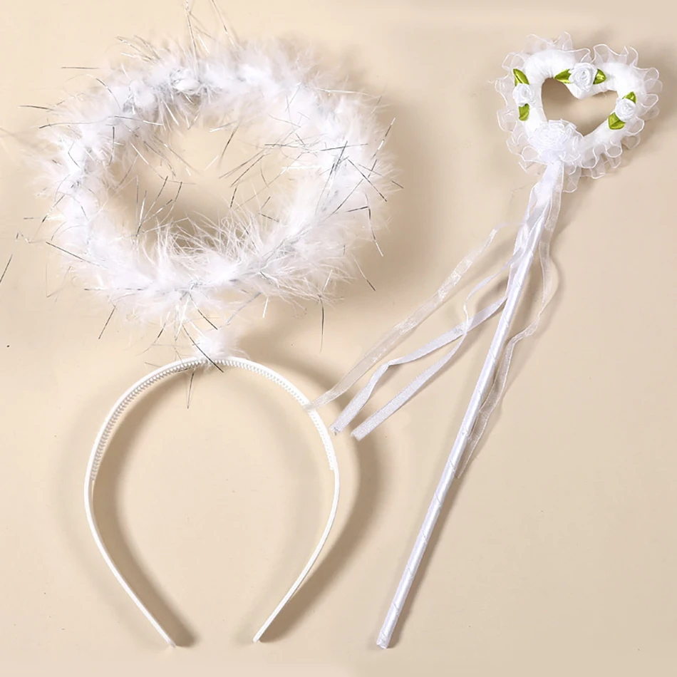 Glimmering Fairy Magic Wand Sets for Little Ones Angel Devil Halo and Heart Headband Included Perfect for Magical Performances