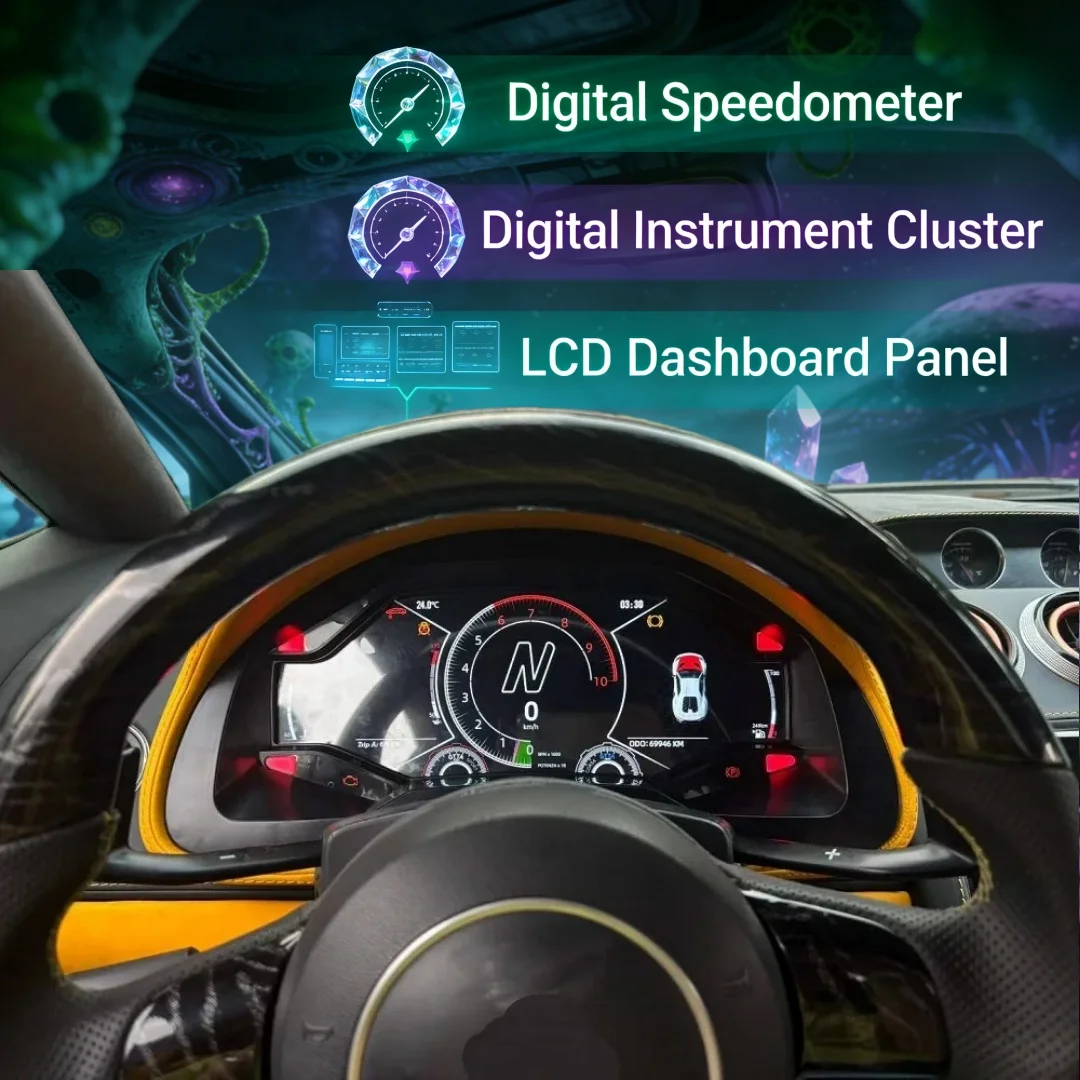 Car Digital Cluster Screen LCD Panel For Lamborghini Gallardo 2003 - 2013 Virtual  Cockpit Speed Meter Car Dashboard Instrument