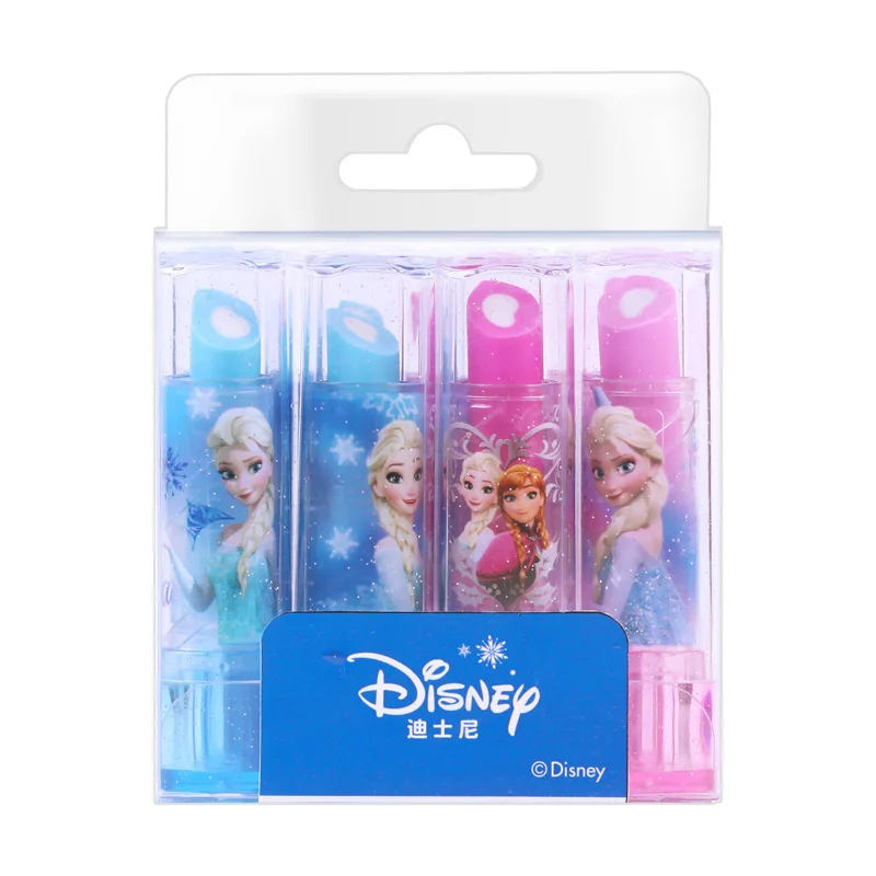 Disney Frozen Lipstick Erasers Set Children Cartoon Shape Rotating Eraser 8Pcs Student Erasers Stationery Set Students Supplies