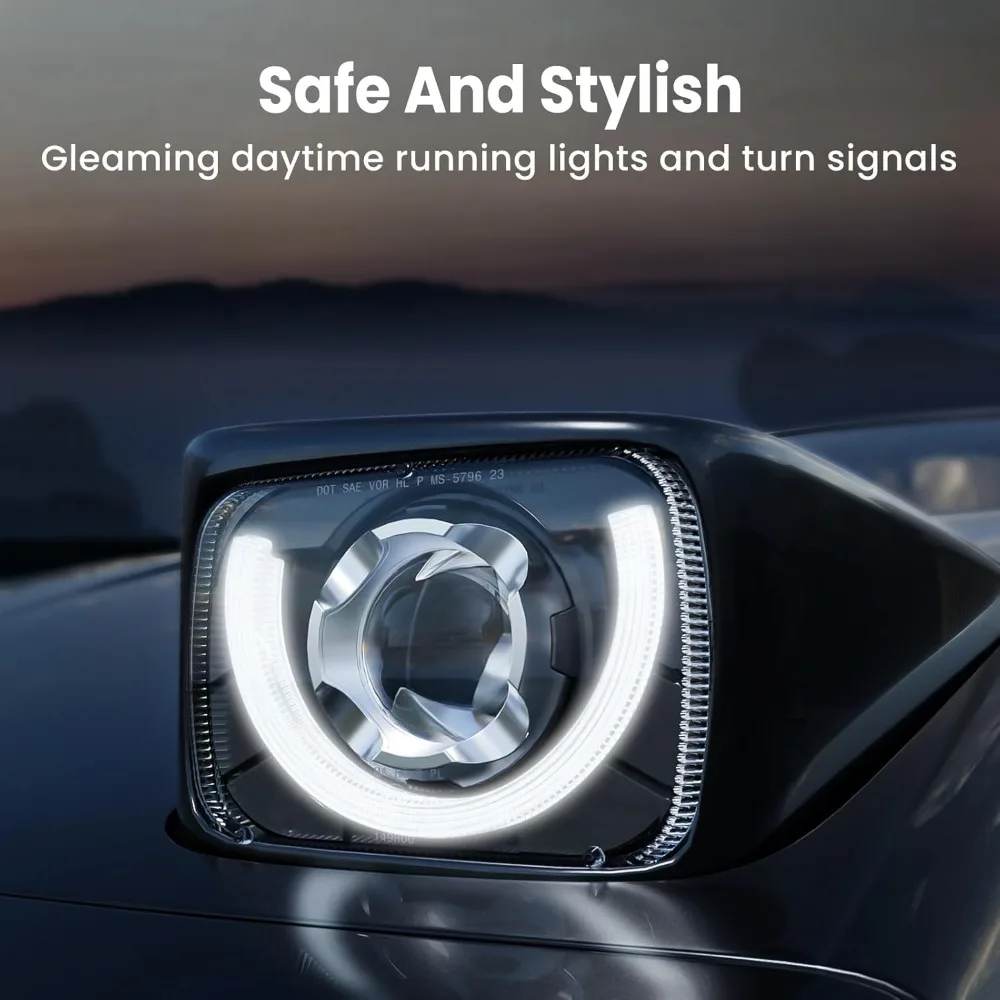 الأفضل - 2025 2000% مصابيح أمامية LED ساطعة 5x7 7x6 H6054 متوافقة مع جيب رانجلر YJ شيروكي XJ [DOT][مضادة للوهج]DRL