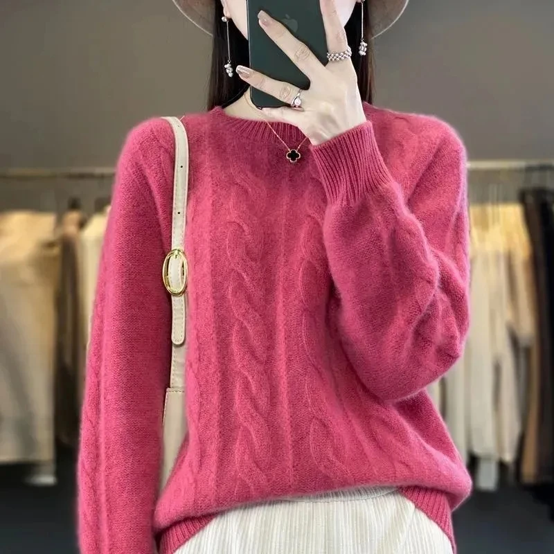 

2025 New Autumn Winter Cashmere Women Sweater Pullover Long Sleeves Knitting Sweater Female Casual Female Jumper Knitwear Top