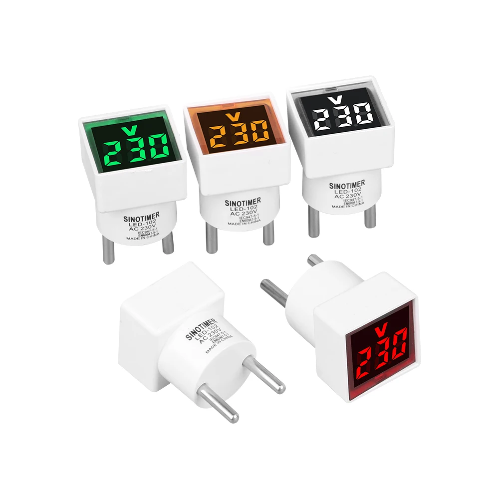 Mini Digital Voltmeter Square/Round AC 50-500V Volt Voltage Tester Meter Monitor Power LED Indicator Pilot Light Display EU Plug