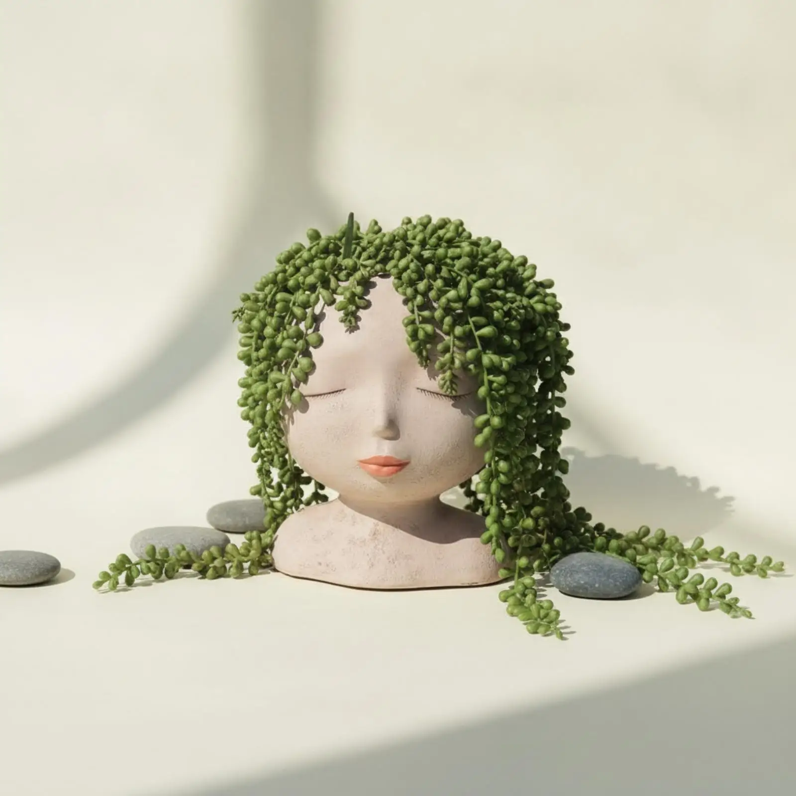 Decorative Face Planter Resin Flowerpot Head Creative Modern Sculpture Pot for Indoor Outdoor Plant Display