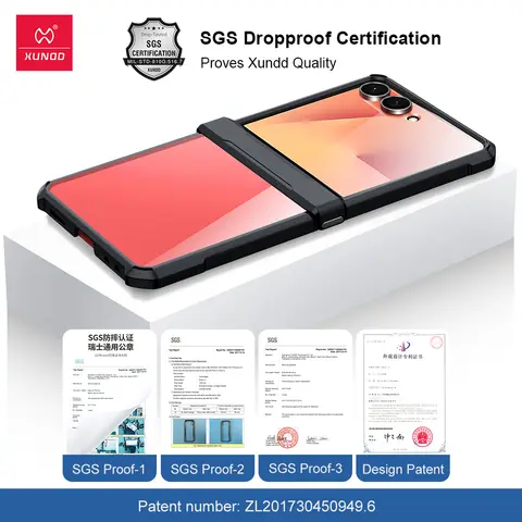 Xundd For Samsung Z Flip 7 Case Galaxy Z Flip 3 4 5 6 Case Airbag Shockproof Shell Back Clear Cover with Glass For 갤럭시 z플립7