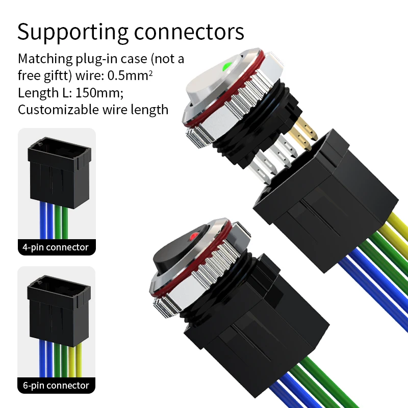 LANBOO CX16mm Circular Rocker Button Switch 2NO/2NC 2 Normally Open Contacts RGBYW Color 5-24V 220V Electrical Rocker Switch