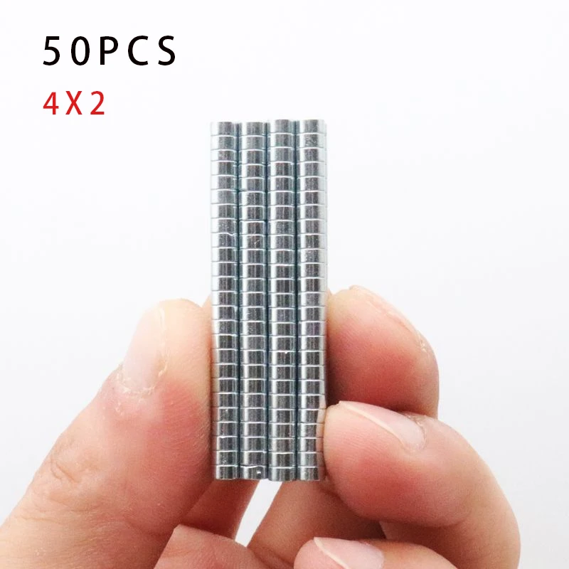 

50Pcs 4x2mm Round Shape Rare Earth Neodymium Super Strong Magnetic NdFeB Magnet Fridge Crafts For Acoustic Field Electronics