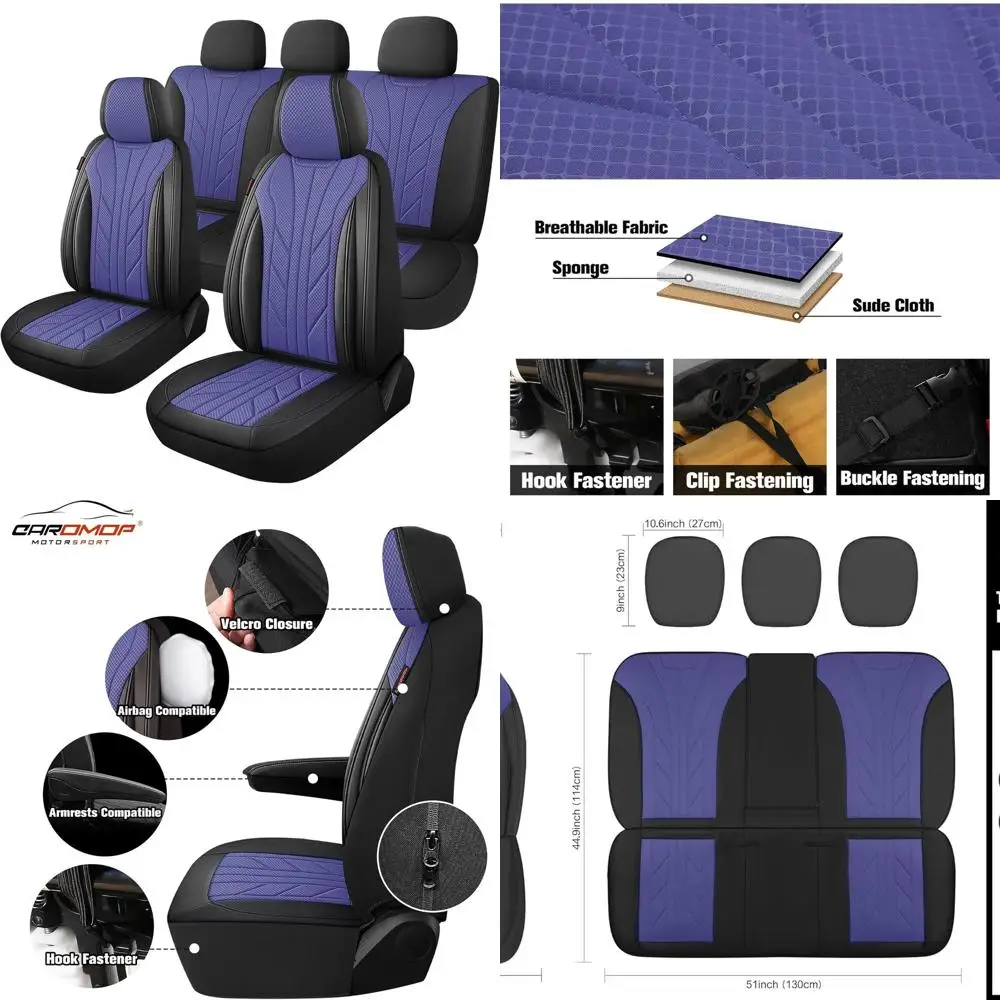 

Universal Breathable 3D Foam Car Seat Covers Set, Suitable for 5-Seat Vehicles, Black/Blue