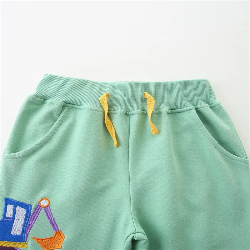 Jumping Meters 2-7T Boys Girls Sweatpants Drawstring Embroidery Full Length Children\'s Clothes Fashion Kids Trousers