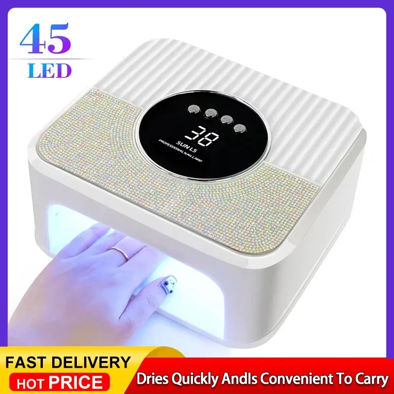 

45LED UV Nail Lamp High Power Nail Dryer with LCD Smart Screen Gel Curing Drying Lamp Removable Base Pedicure Tool for Home