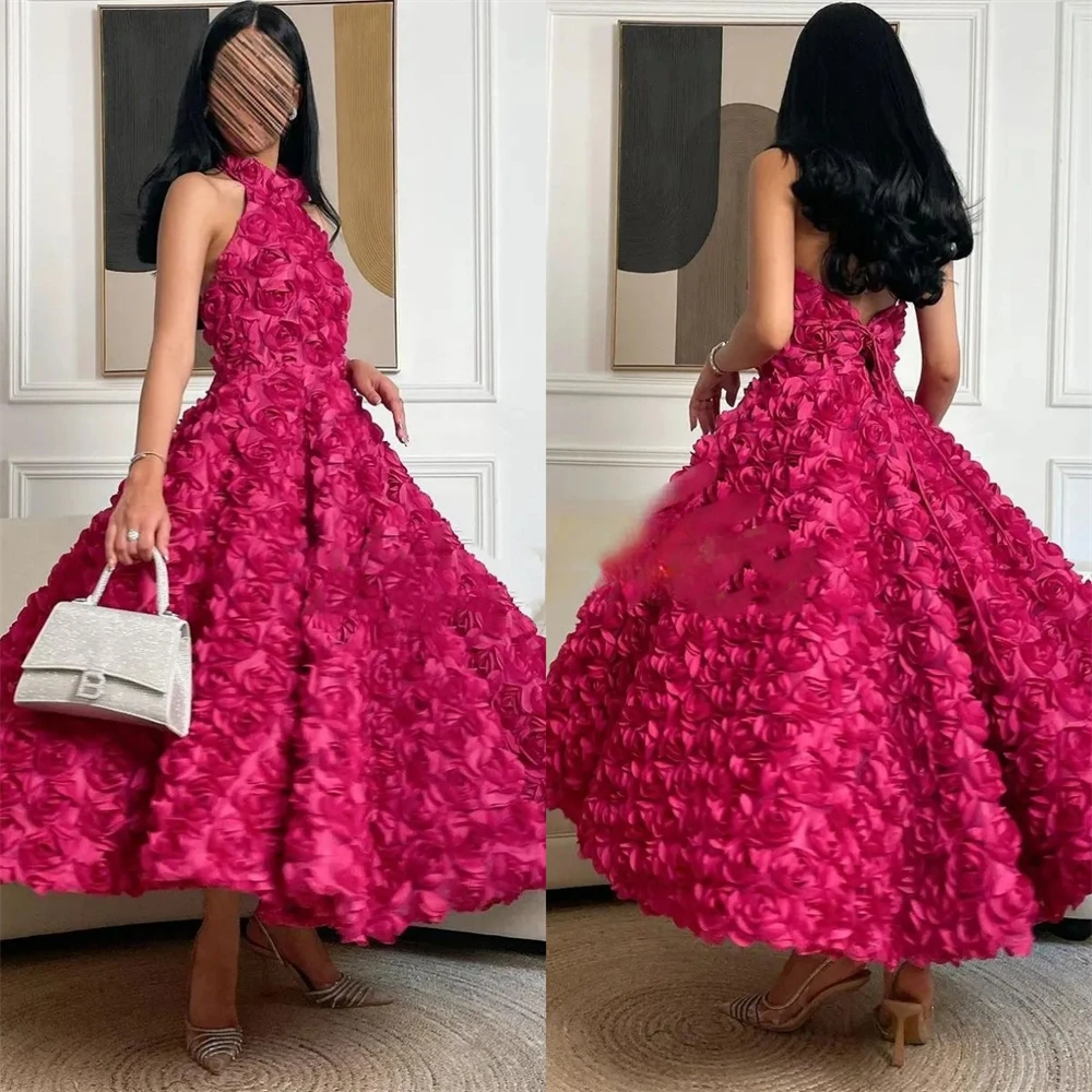 

Customized Jiayigong Exquisite Halter Ball gown Cocktail Flowers Draped Chiffon Occasion Evening Gown فساتين السهرة vestidos pro