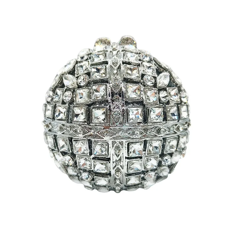 XMESSUN Women New Silver Crystal Diamonds Clutch Purses,Fashion Flower Bridal Stone Handbags Ladies Wedding Party Evening Bags