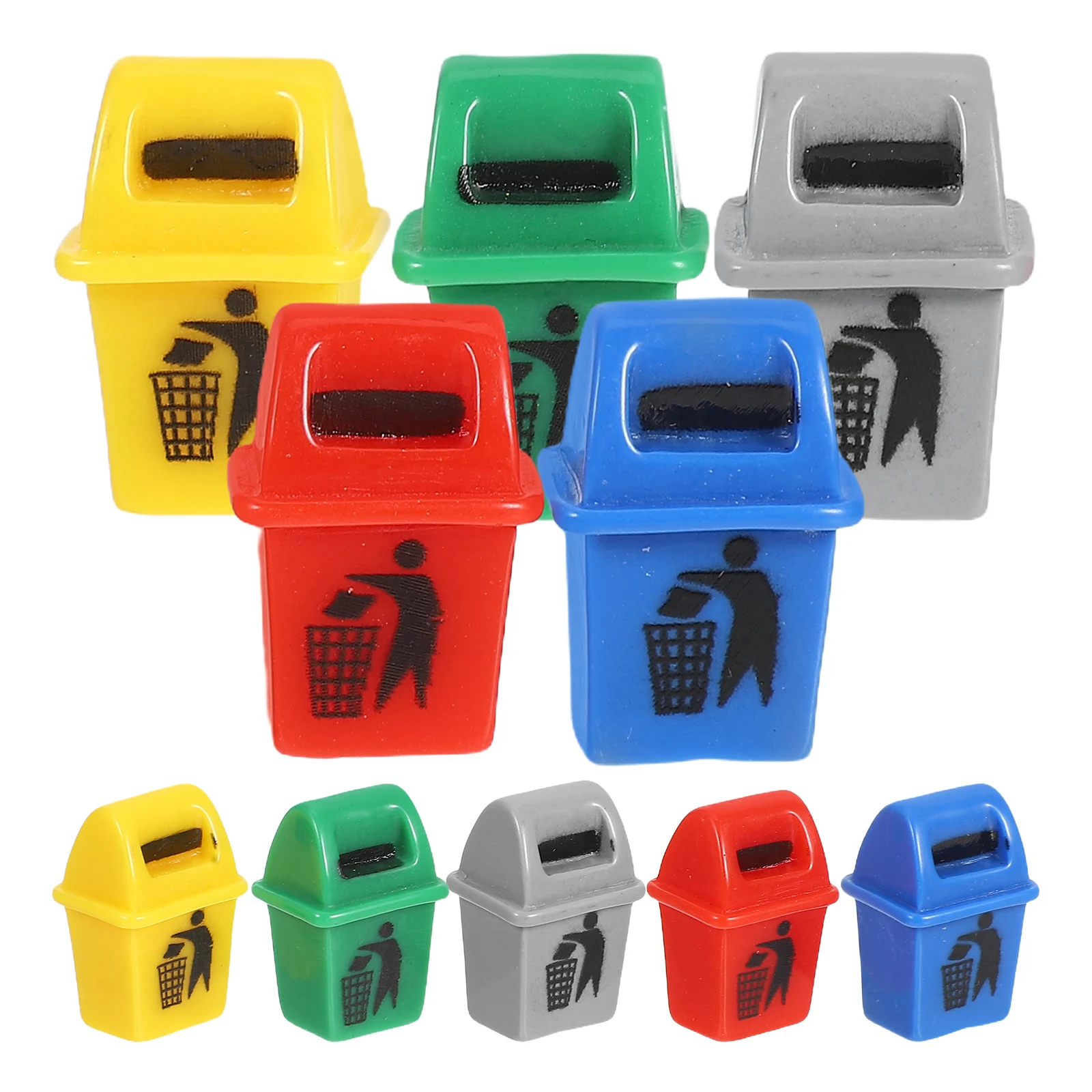 

10Pcs Mini Recycling Trash Bin Resin Sorting Bucket for DIY Miniature Micro Landscape Micro Landscape Trash Bin