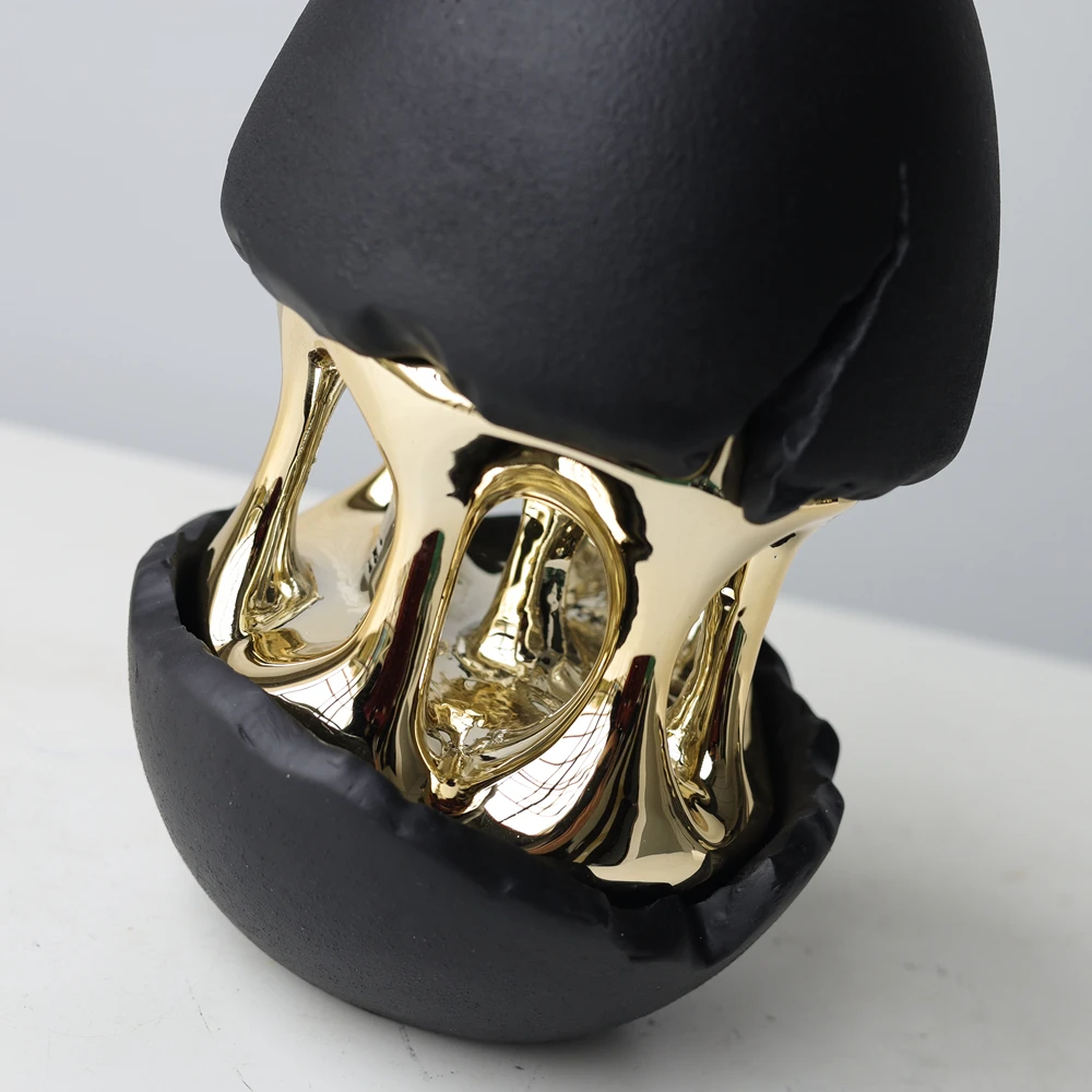 Evelyn Luxury Metallic Lava Egg Decor Cracked Abstract Resin Art Sculpture Modern Living Room Hotel Display Unique