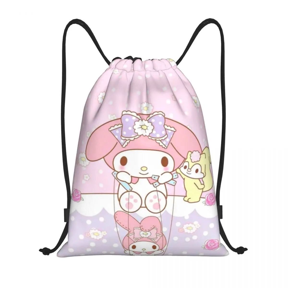 

My Melody Drawstring bag Storage Portable Handbags Grocery Shopping Shoulder bags foldable Travel Bag