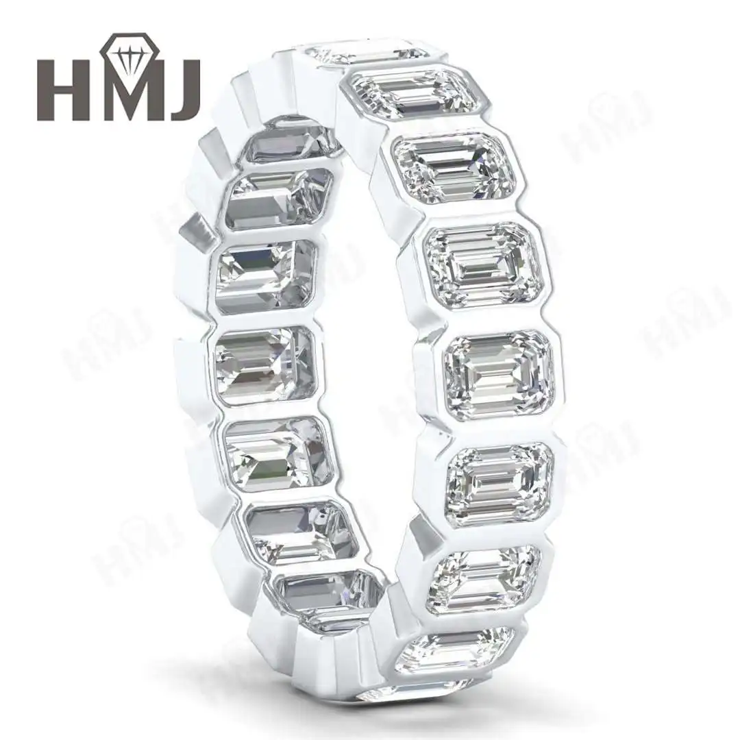 

Moissanite Full Eternity Ring Custom 14K/18K/10K Gold/Sterling Silver Sparkling Stackable Band Wedding Gift Jewelry for Women