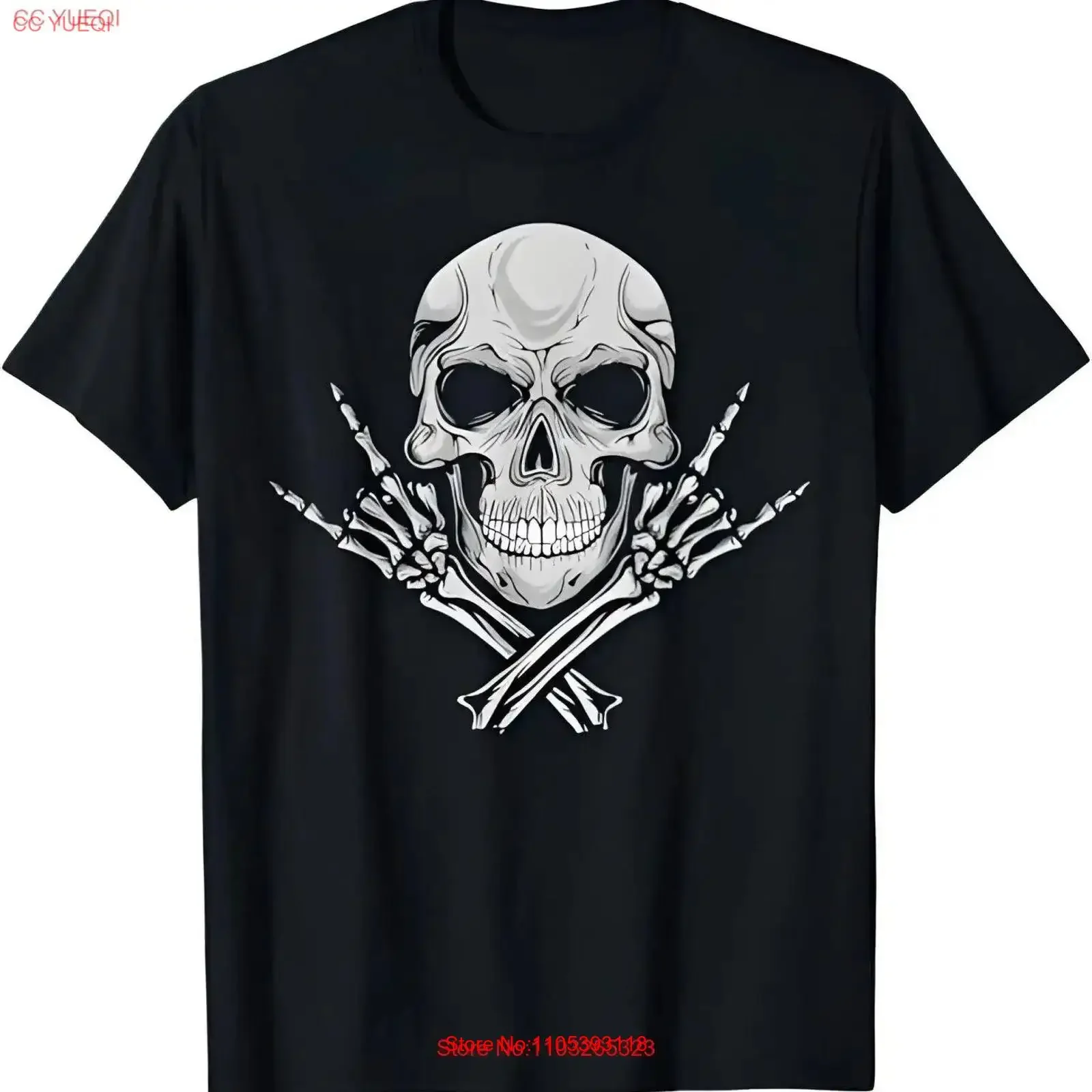 Cool music skull rocker greeting T Shirt vintage Washed graphic Stretched fashion Breathable Soft streetwear designer clothes