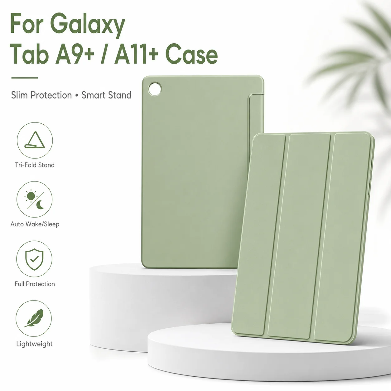 For Galaxy Tab A9 Plus A11 Plus Case Slim Tri Fold Stand Cover Auto Wake Sleep Shockproof Lightweight Protective Tablet Case New