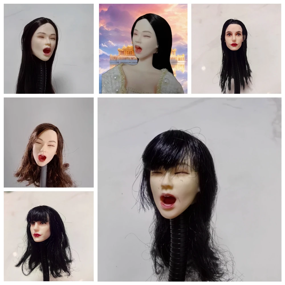 

Масштаб 1/6, милая голова с выражением, скульптура с открытым ртом, поющая голова, резьба посадженных волос, модель по индивидуальному заказу, подходит для 12-дюймовой фигурки женщины-солдата