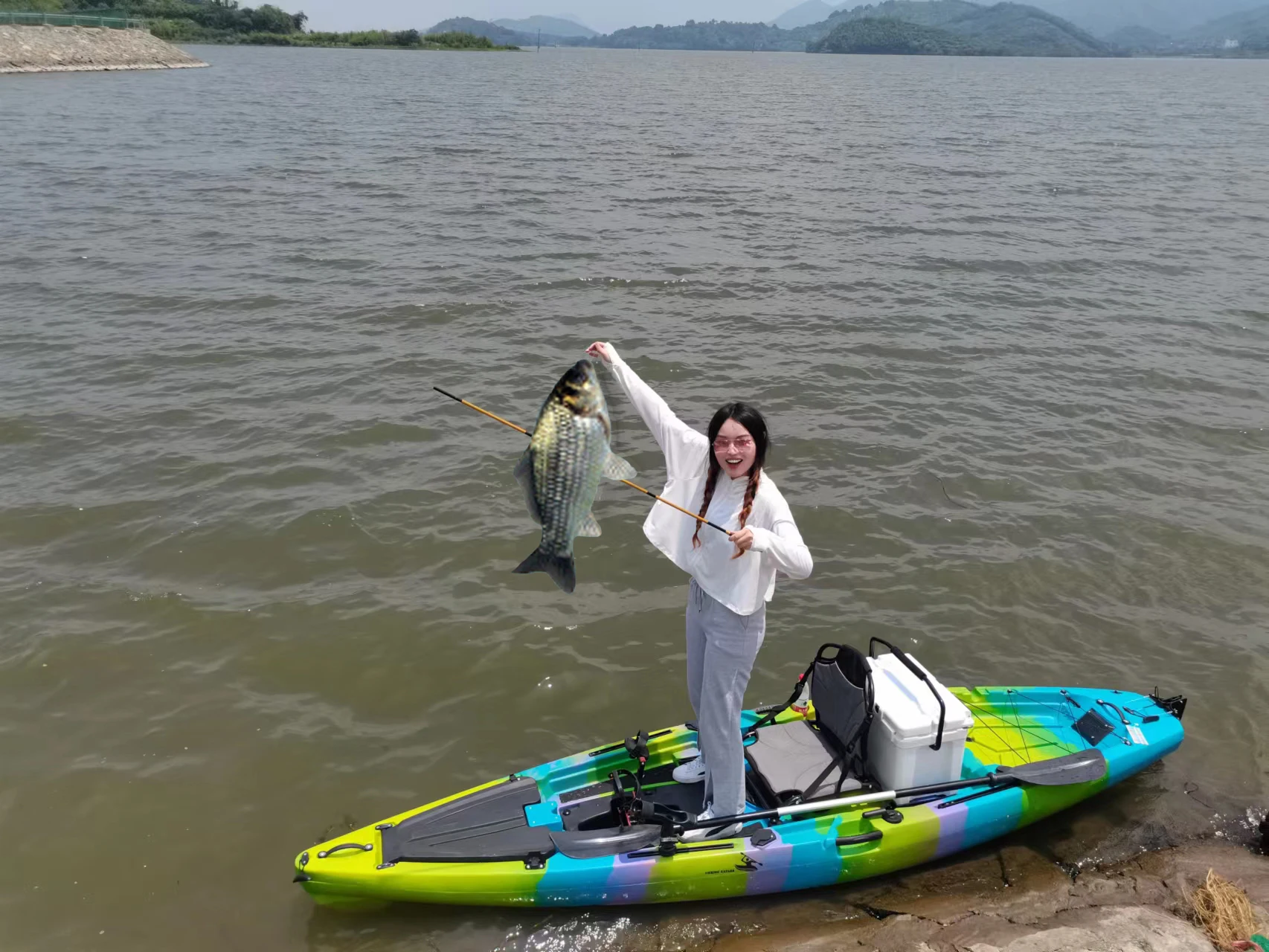 11.8ft Dual Pedal Drive Single Electric Motor Fishing Kayak Sit-On-Top Pedal Drive HDPE Plastic 1seat Seat view 4