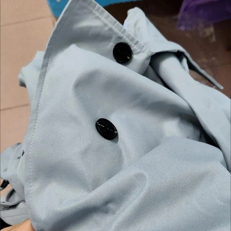 Trench-coat Long de Style britannique pour femmes, pardessus ample et élégant, mode coréenne, coupe-vent à Double boutonnage en Gabardina bleue