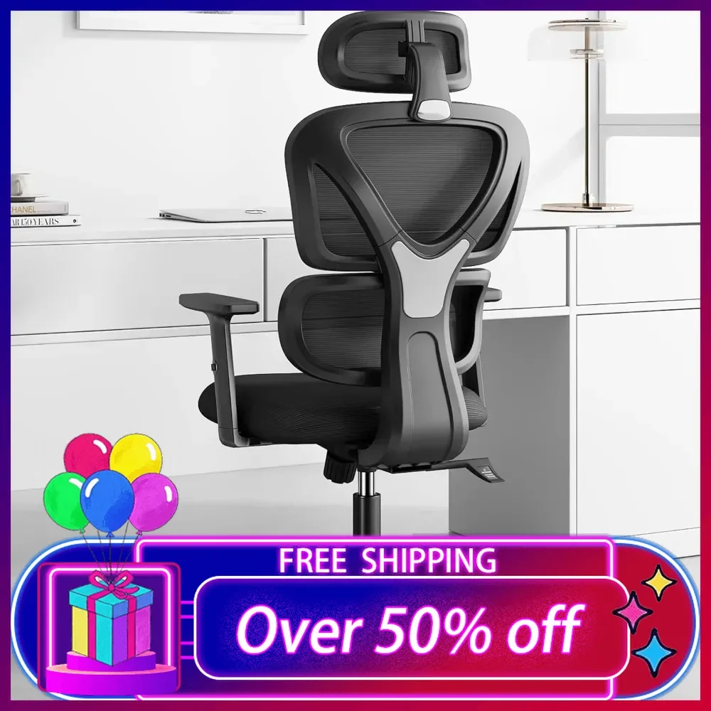 

Ergonomic Office Chair, High Back Mesh Desk Chair with Lumbar Support and Adjustable Headrest, Executive Swivel Computer Chairs