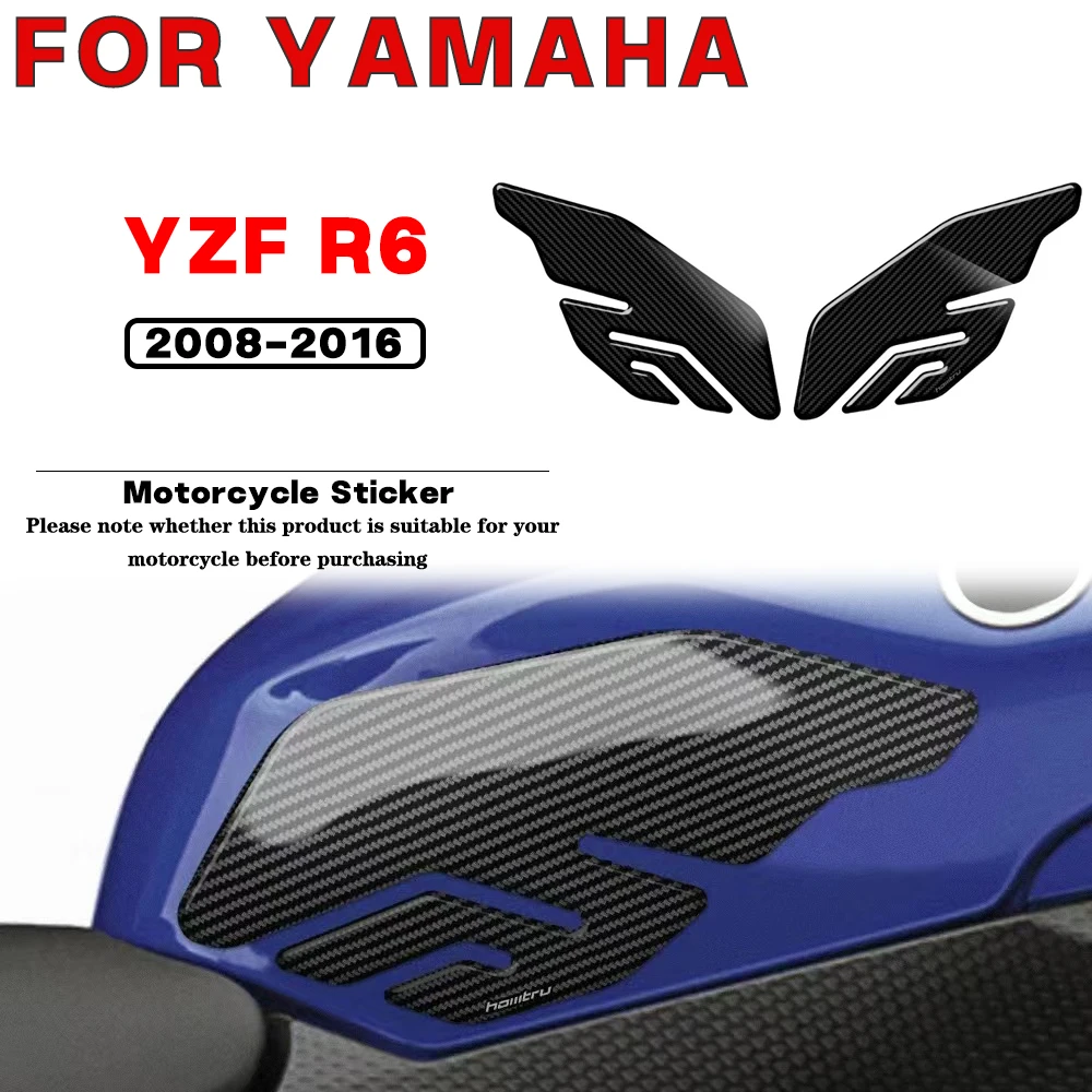 

For YAMAHA YZF R6 2008 2009 2010 2011 2012 2013-2016 Motorcycle Side Fuel Tank Pad Knee Decal Protection Sticker 3D Carbon