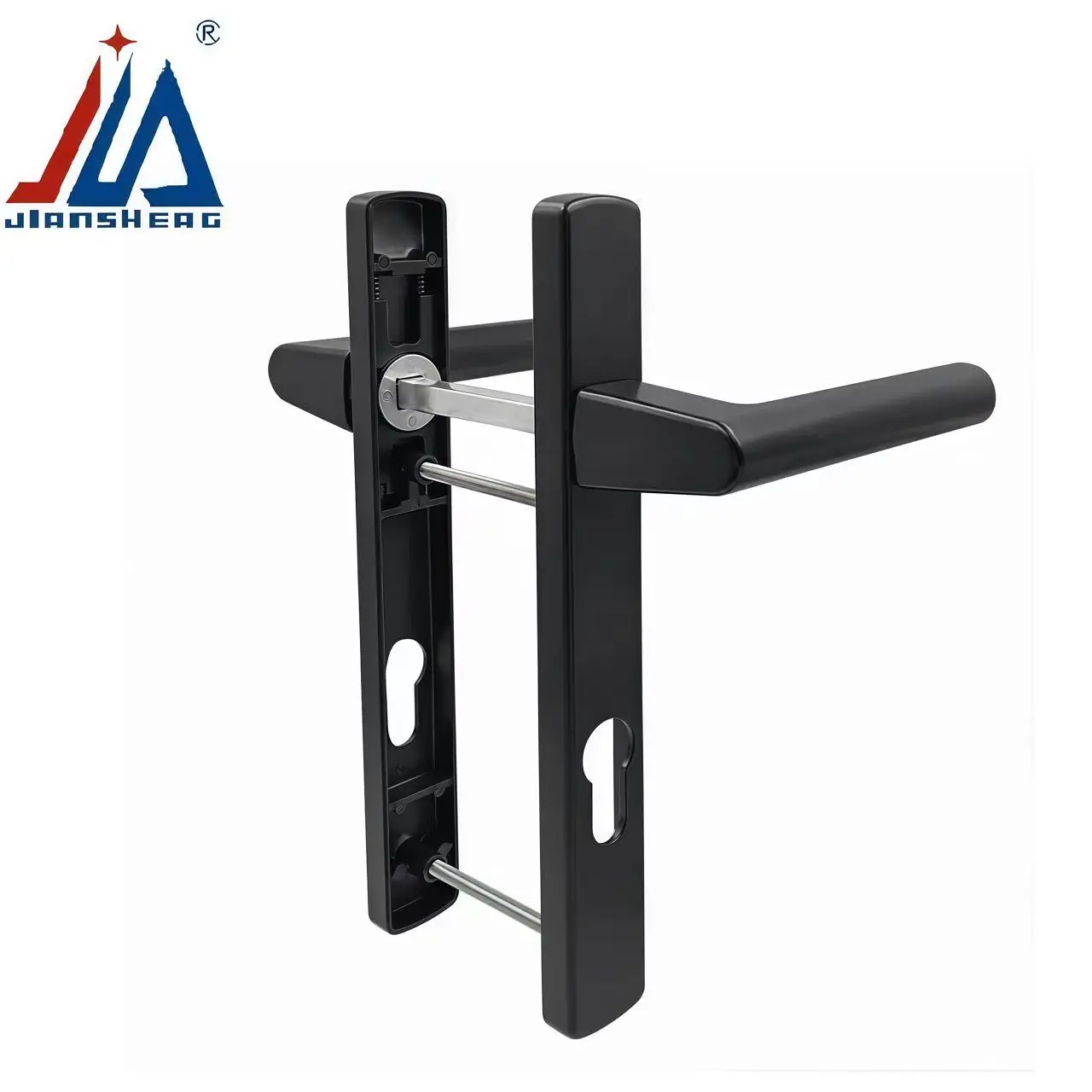 Double-Sided Through-Mount Door Handle Set for Thermal Break Aluminum Hinged Doors, 85mm Center Distance, Left/Right Reversible