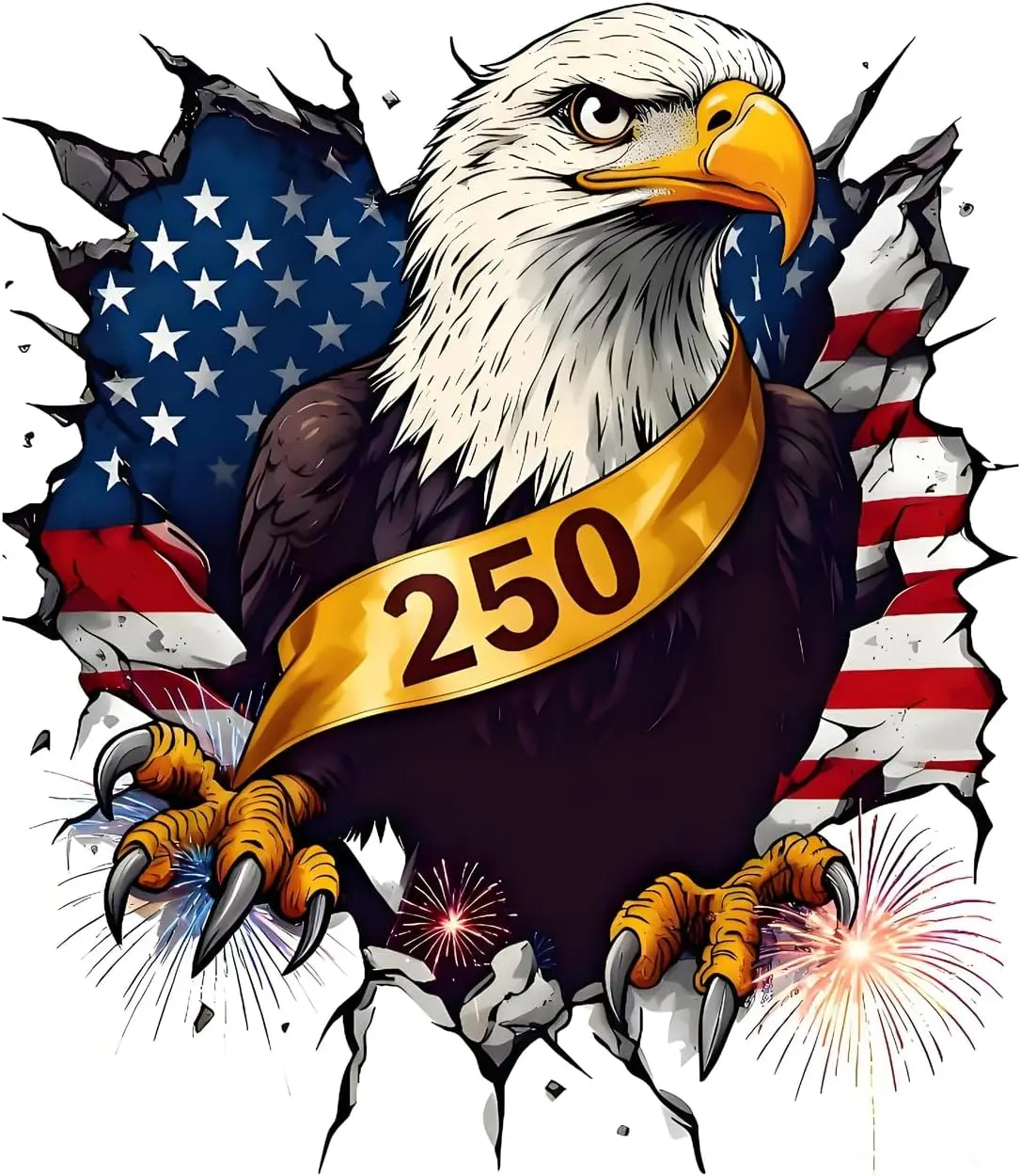 

Набор из 2 наклеек (25,5x29 см) с изображением орла США к 250-летию Америки, водонепроницаемые, для холодильников, грузовиков, ноутбуков или любых гладких поверхностей.