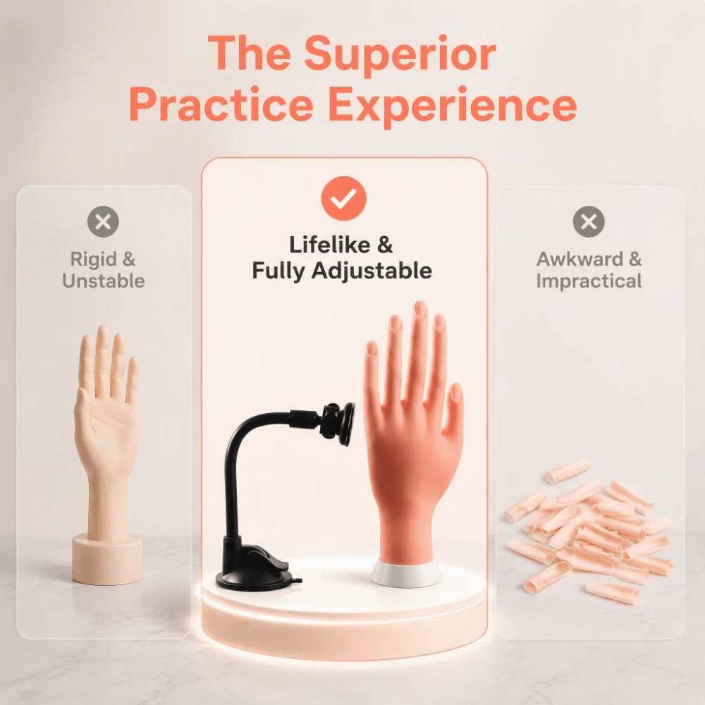 1 Set Magnetic Nail Art Practice Hand Bendable Fake Hand Flexible Training Mannequin Hand Adjustable Positioning