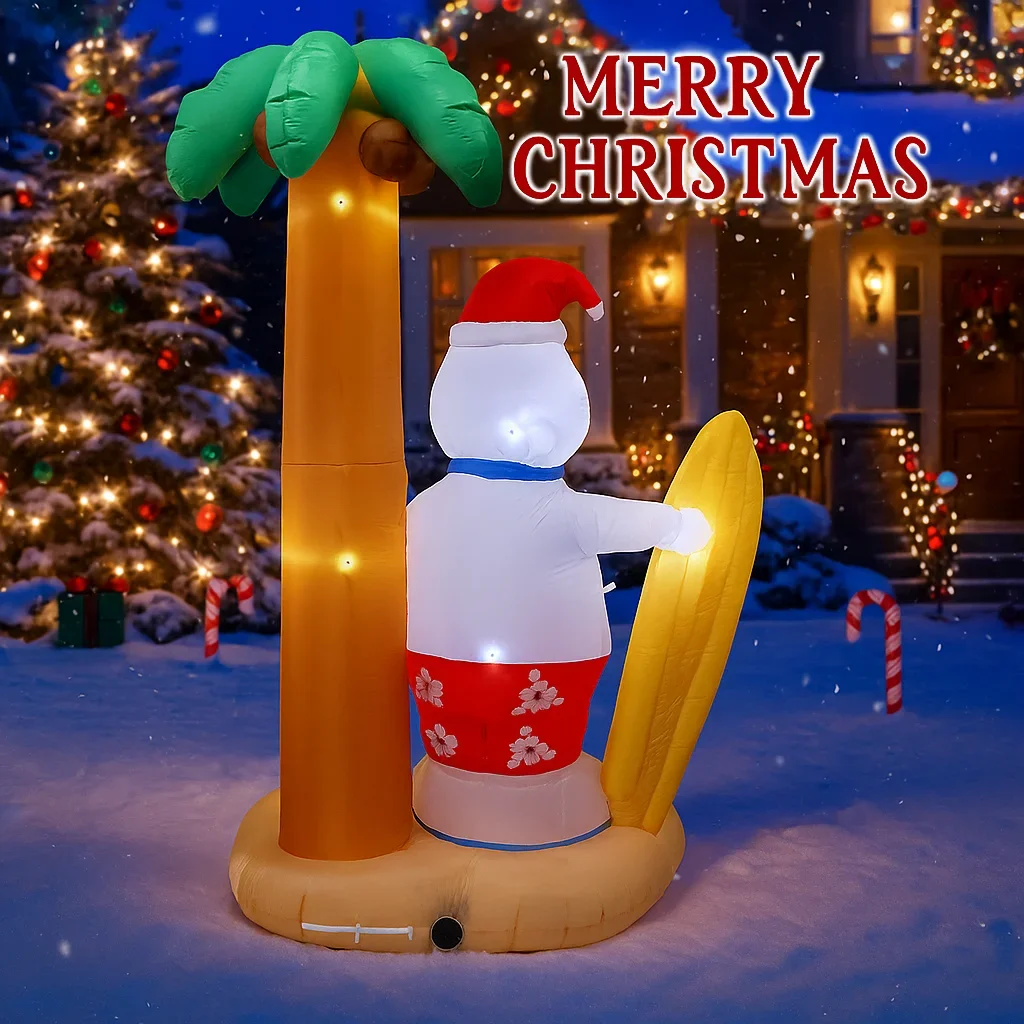 7.8FT Snowman Palm Tree Inflatable Christmas Decorations Ornaments Lights Outdoor Decoration Yard Holiday Party  Home Decor Toys