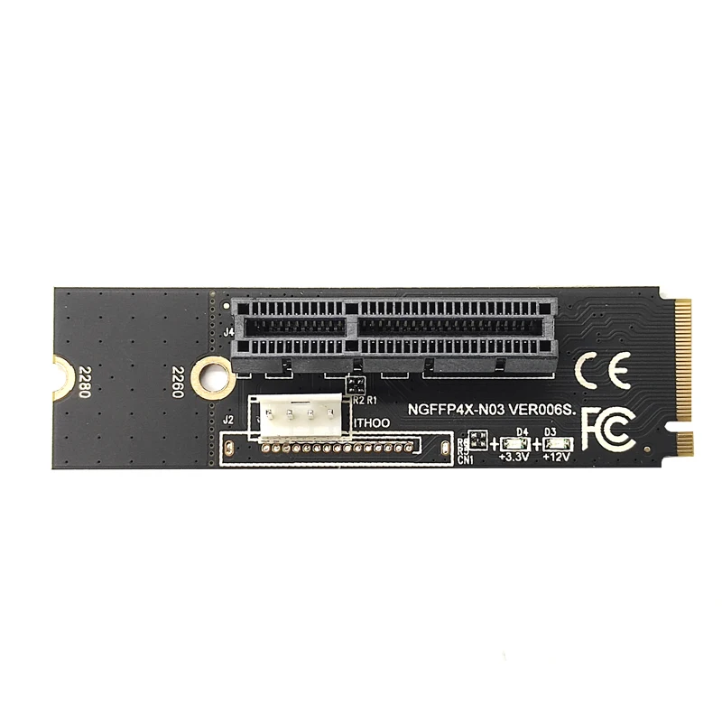 Adaptateur de carte Riser M2 vers PCIE 4X, transfert de clé M vers PCIe avec indicateur de tension LED pour PCI Express 1X à 16X Riser Mining