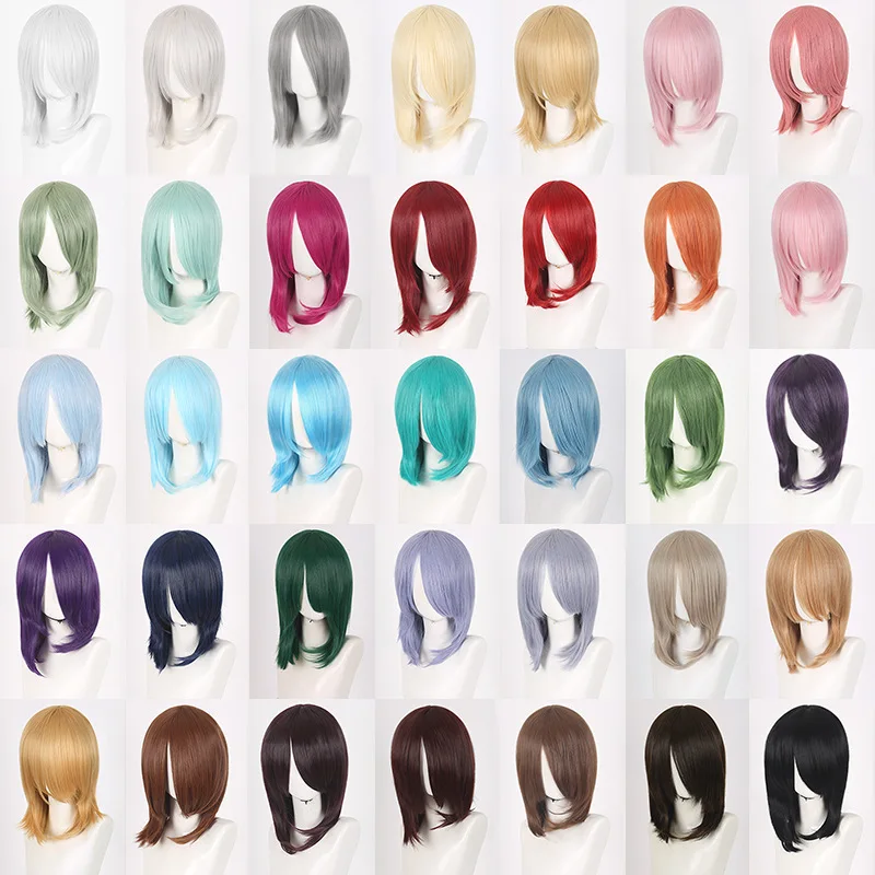 Cosplay wig with long straight bangs, 40cm long, for versatile styling