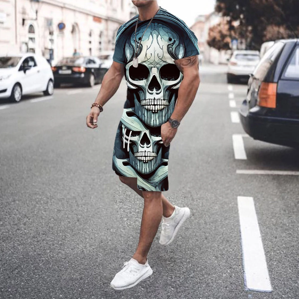 2024 Summer New Fashionable Printed Men's Shorts Set Quick Drying Breathable Sports Set Short Sleeve Set Men's Jogging Set