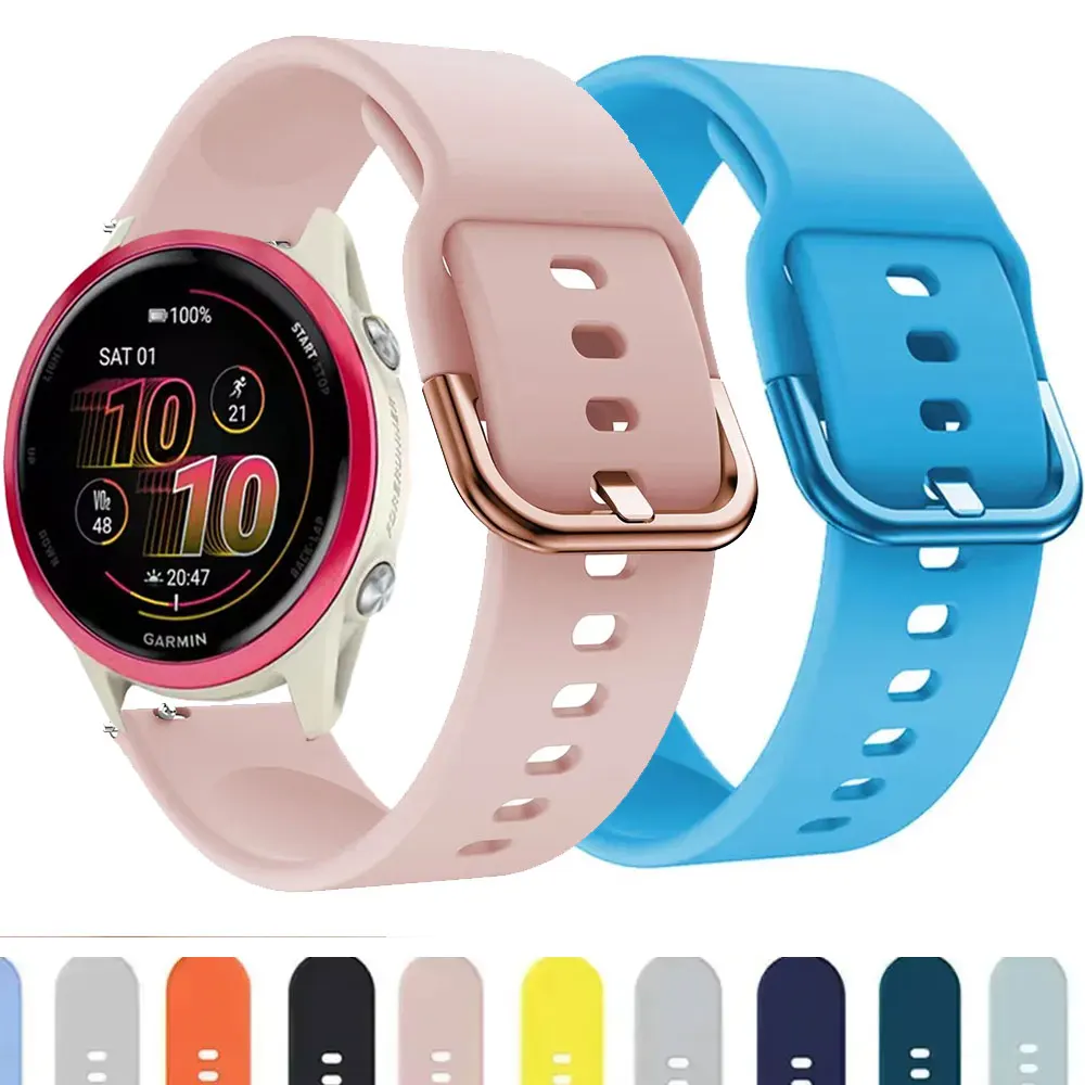 Pulseira de relógio oficial 20mm 22mm para garmin active 6 5 3 pulseira venu 3/forerunner 265 255 245 165 música esportes pulseira de silicone