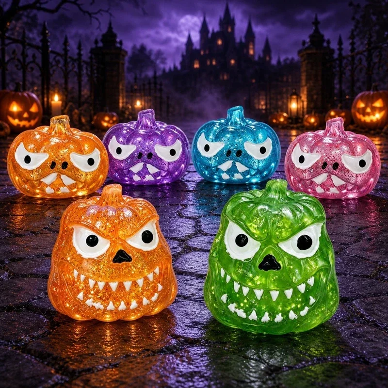 2Pcs Halloween Grimace Pumpkin Squishy Stress Ball Squeeze Decompression Ornament Desktop Decor Holiday Party Favor Gift