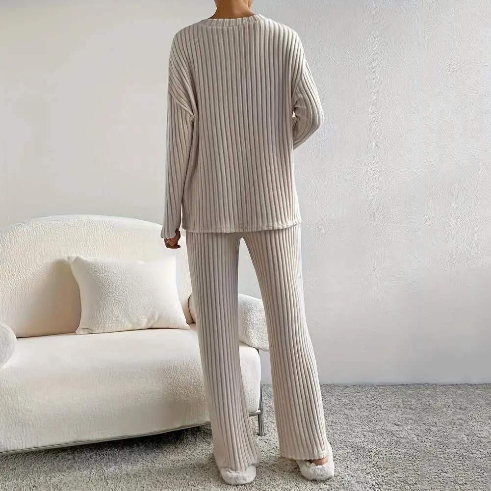 

Women Pant Sets Two Piece Long Sleeve V Neck Matching Sets Pants Pullovers Casual Elastic Waist Pencil Pants Striped Tracksuit