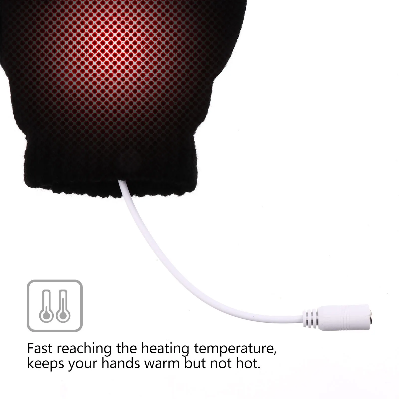 

2Pairs Half Finger Heated Gloves Foldable Tip Cover Warm Wool Thermal Gloves Compatible with Laptop Power Bank 5V