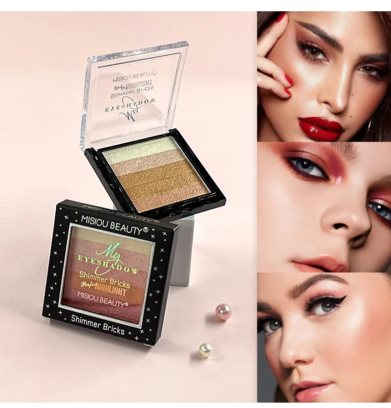 5色ストライプの汚れないアイシャドウ 5色パール光沢ハイライトシマーカラーアイシャドウプレートメイクアップ