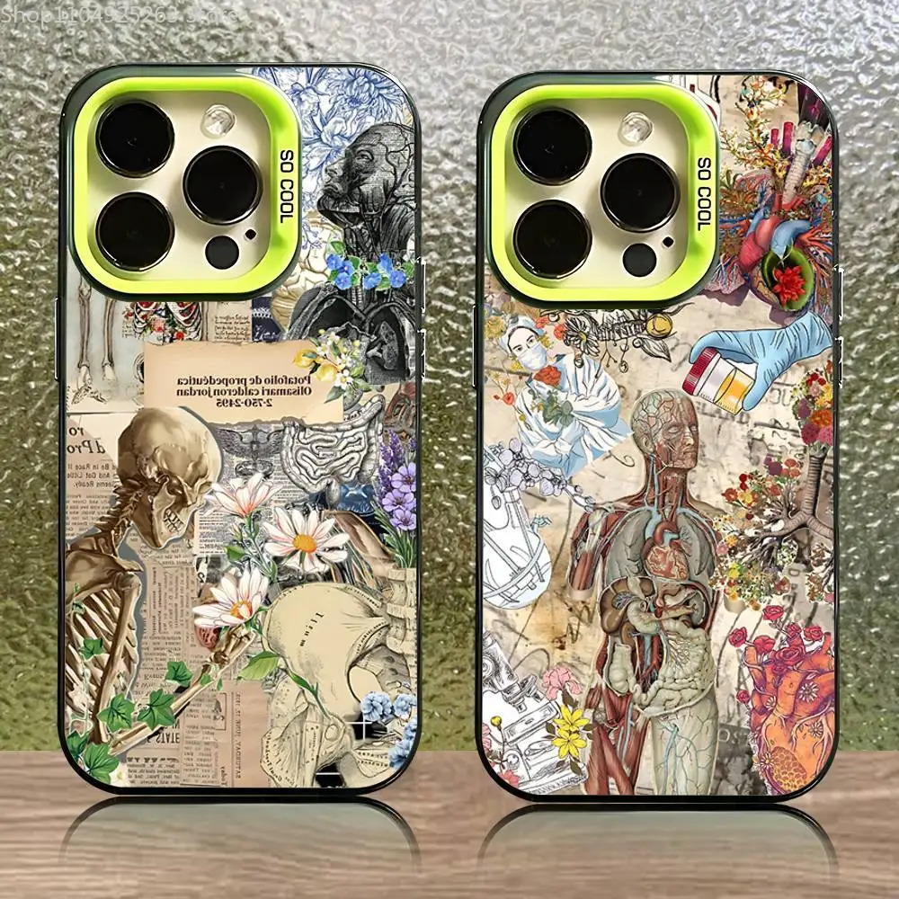 

Medical Art Medicine Collage Phone Case For iPhone 17,16,15,14,13,12,11,Pro,Max,Plus,Mini,Air,SE4 Green Matte Cover