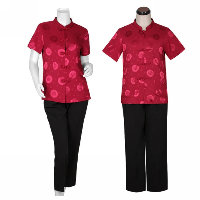 summer-short-sleeve-tang-suit-set-for-elderly-men-and-women-birthday-gold-wedding-couple-dresses-red-color-silk-material