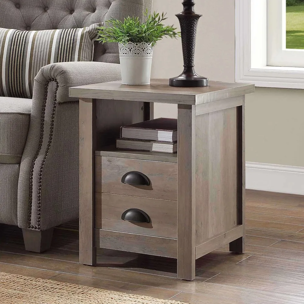 

Granary Modern Farmhouse End Table Bedside Tables Rustic Gray Furniture Bedroom Home