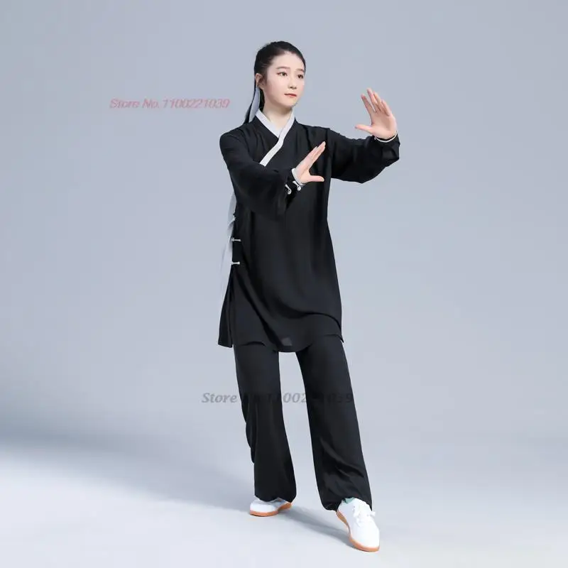 2024 chinese kung fu tai chi clothing martial arts taijiquan wushu uniform vintage tops+pants wing chun training exercise set