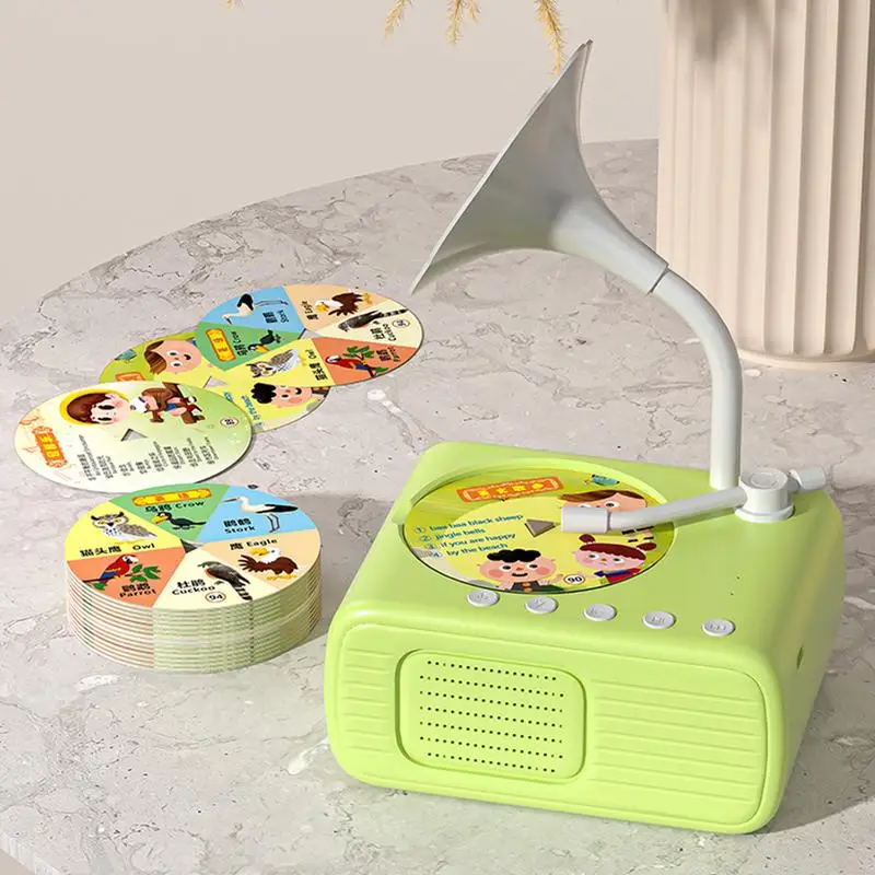 Audio Player For Kids Portable Gramophone Story Player With 96Cards Vintage Kids Toys Interactive Preschool Educational Toys For