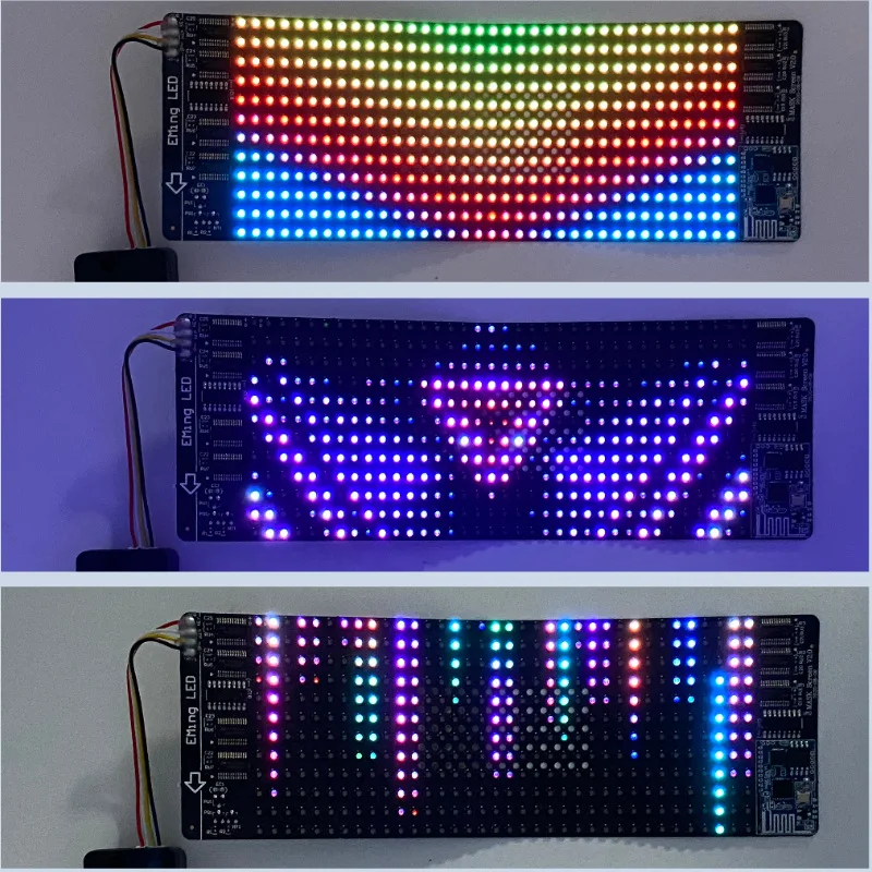 LED Fullcolor Flexible Screen Display, 12x36 Pixel RGB Panel, APP Bluetooth Control, Carnival Hat Glasses, DIY Electronic Prop