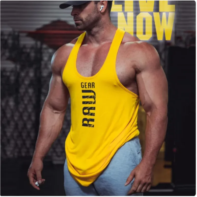 Summer Men's Fitness Tank Tops Gym Sports Training Breathable Quick Dry Vest Oversize Round Neck Outdoor Running Basketball Top