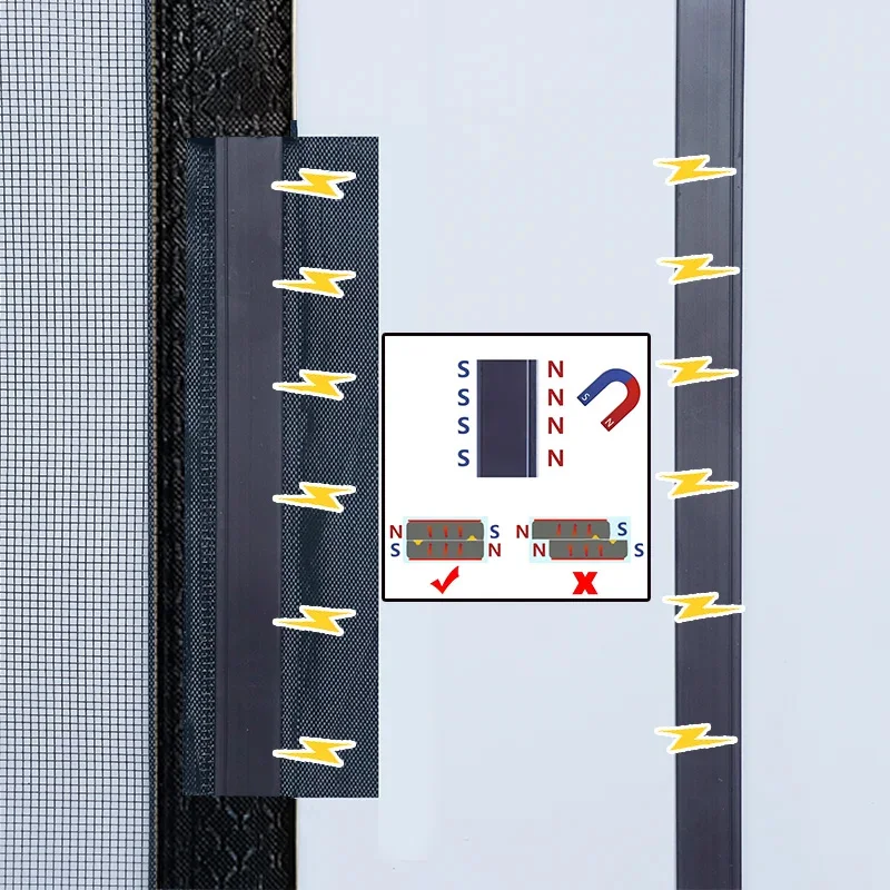 Customizable black magnetic mesh window screen mosquito proof mesh, non perforated home curtains, simple invisible screen window