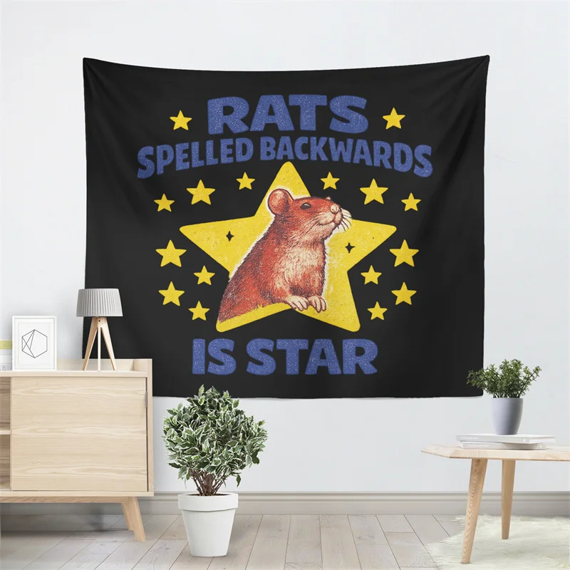 Gaslight Gatekeep Girlboss Rats Spelled Backwards is Star Tapestry Funny Rat Quote Wall Hanging for Bedroom Living Room Decor
