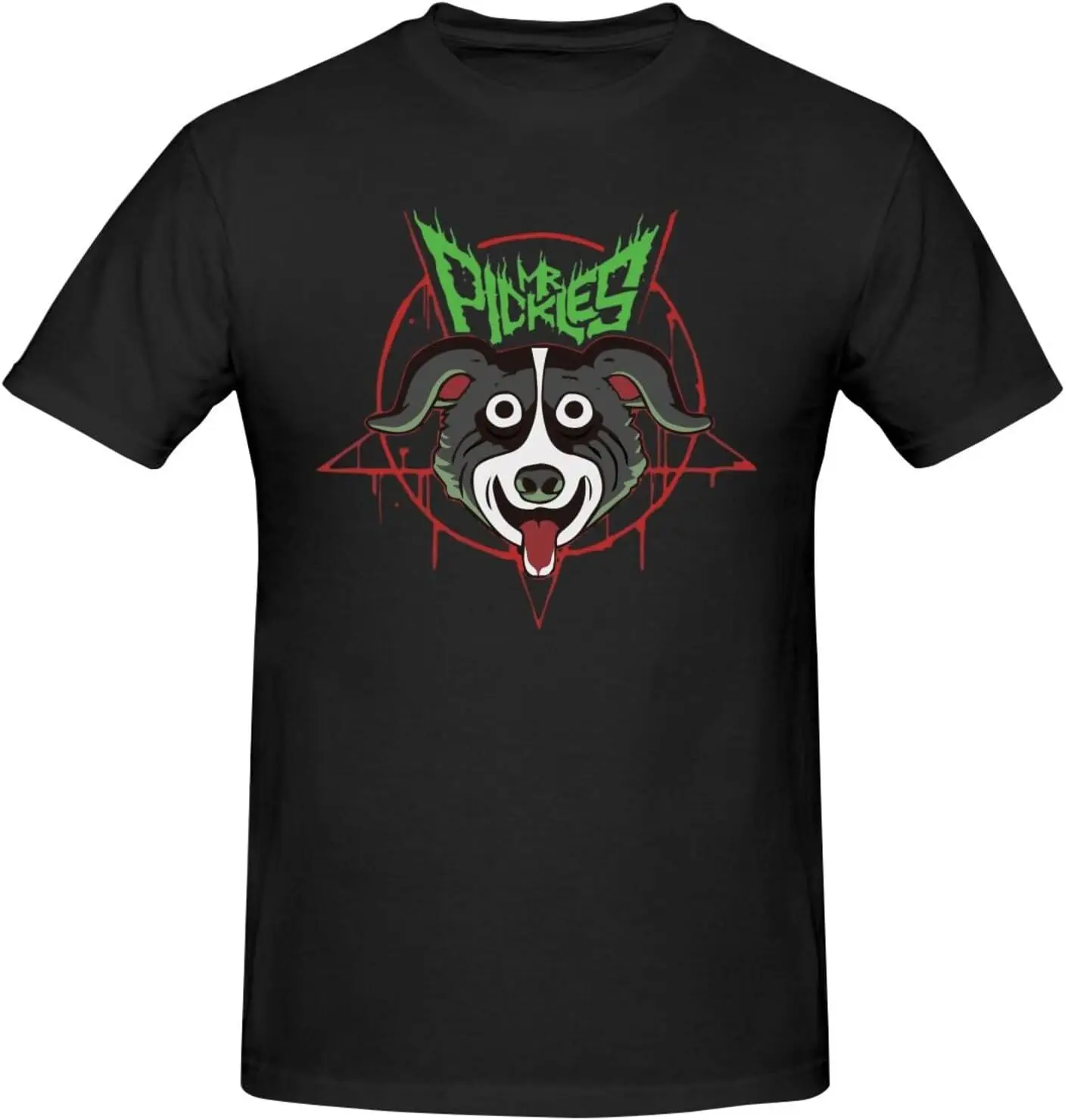 Mr Music and Pickles Men's T-Shirt Crewneck Short Sleeve Tee Unisex Casual Printed Tops Shirt Black