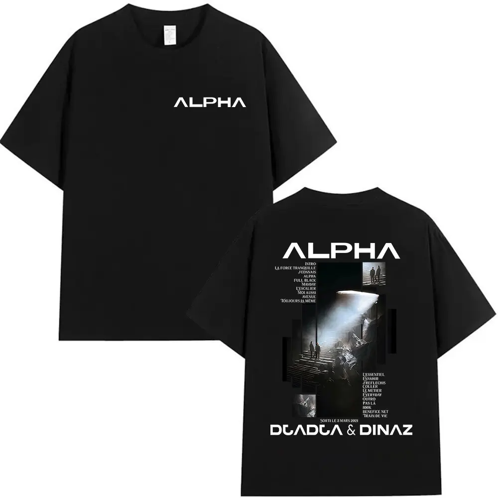 Rapper Alpha Djadja & Dinaz Album 2026 Graphic T-Shirts Men's Hip Hop Gothic Short Sleeve T Shirt Pure Cotton T-shirt Streetwear