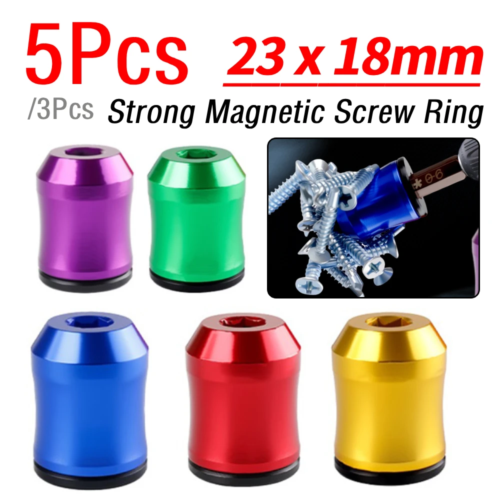 3/5Pcs Strong Magnetic Screw Ring Removable Magnetic Screwdriver Drill Bit Holder for Drill Tools/Mechanics/Carpenters Accessory